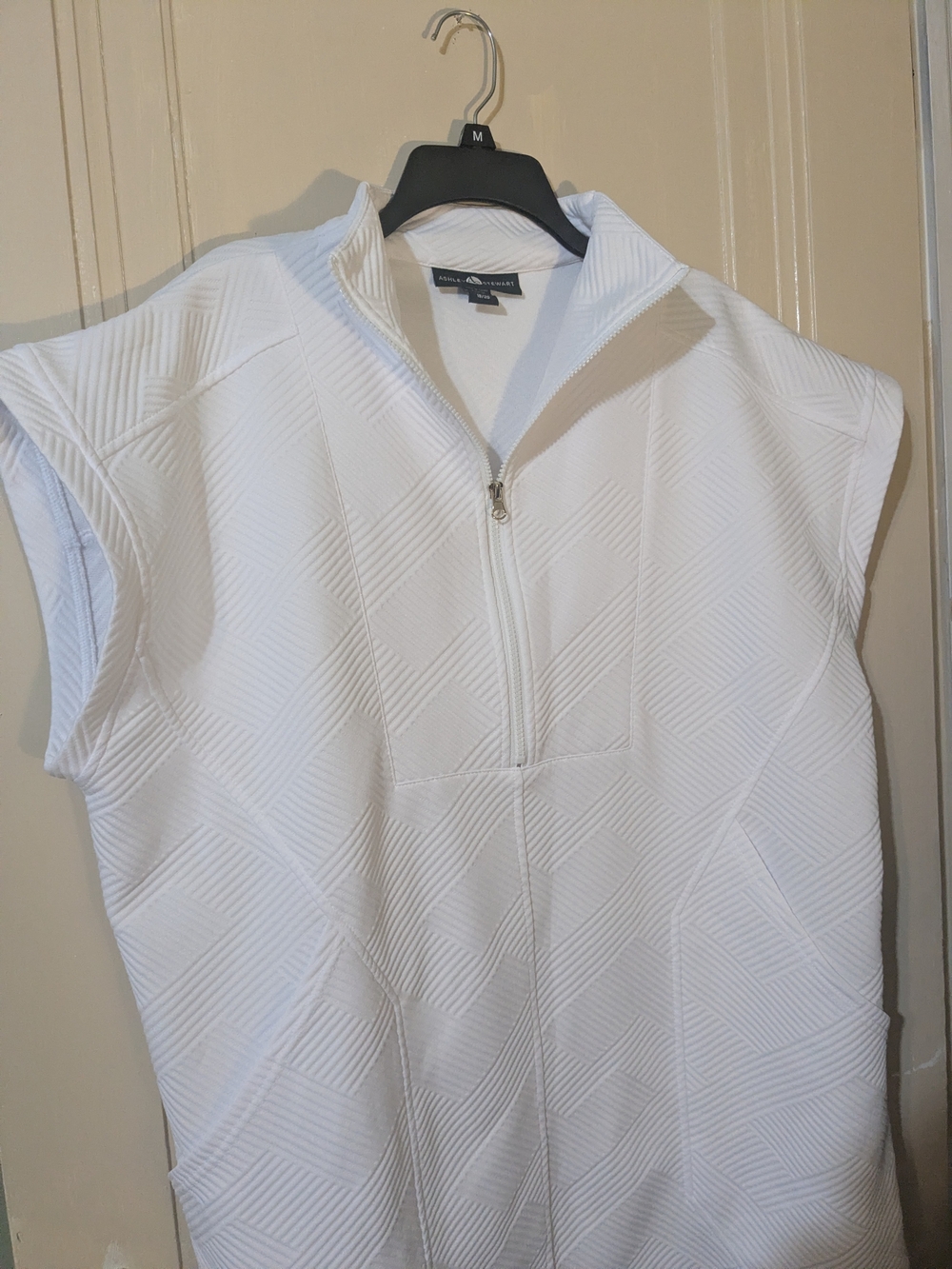 White Textured Half-Zip Women’s Top